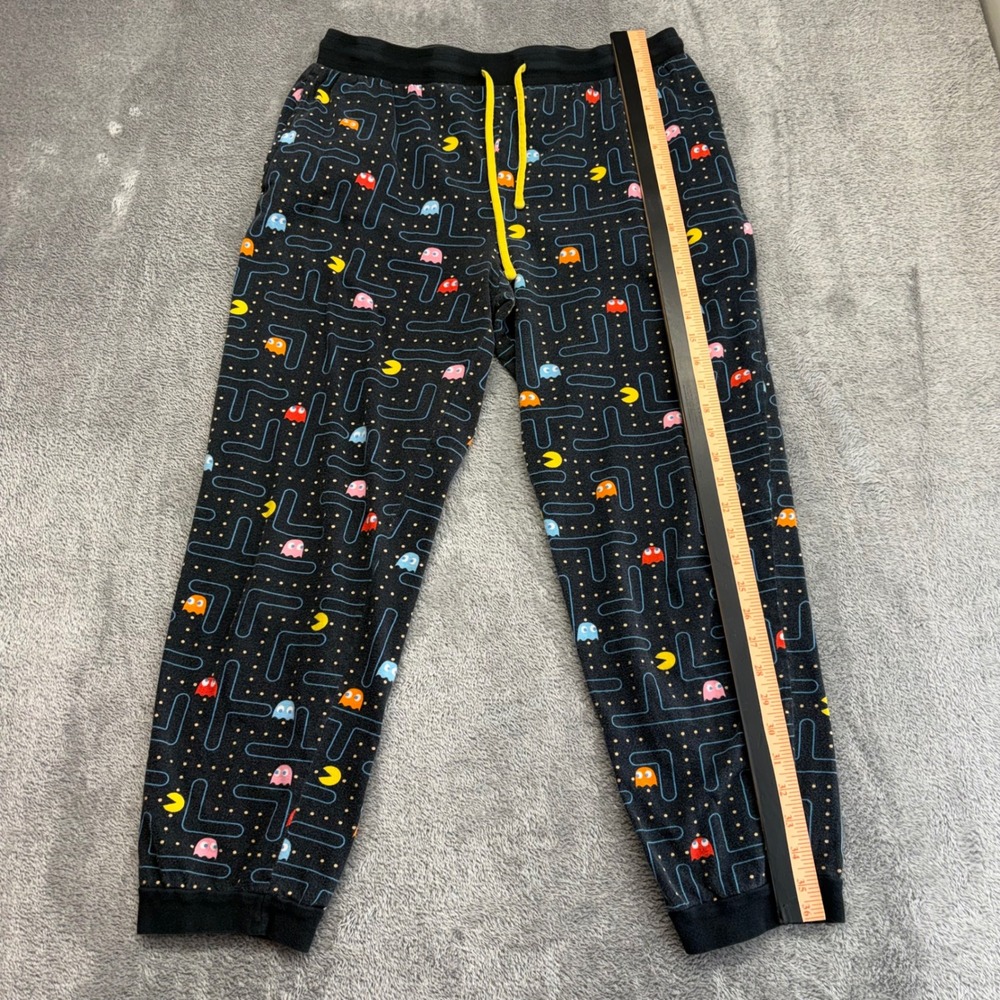 Pac-Man Pajama Pants Mens Large Black Good‎ All Over Maze Print Cotton Lounge - Picture 2 of 14